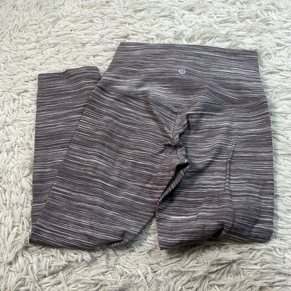 Lululemon Align Crop *21" Mini Space Dye Herringbone Jacquard Heathered Black Ch - Picture 3 of 4